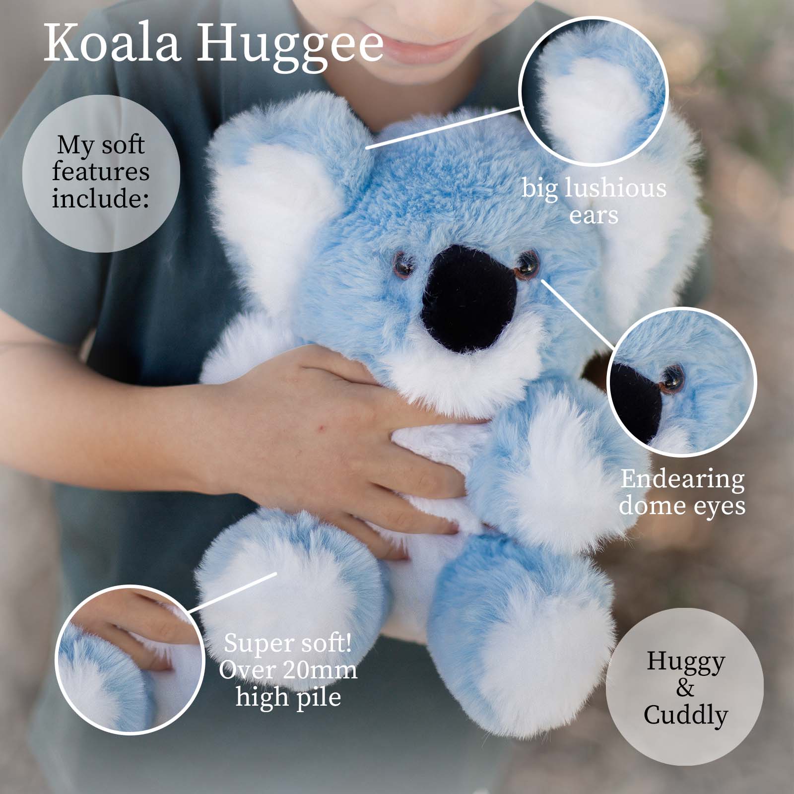 Huggee World's Softest Plush - Huggee - Blue Koala Huggee 11 inches – Beverly ...